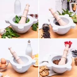 Mortaio in Marmo Bianco di Carrara - Modello Genovese - 16 cm