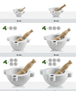 Mortaio in Marmo Bianco di Carrara - Modello Genovese - 16 cm